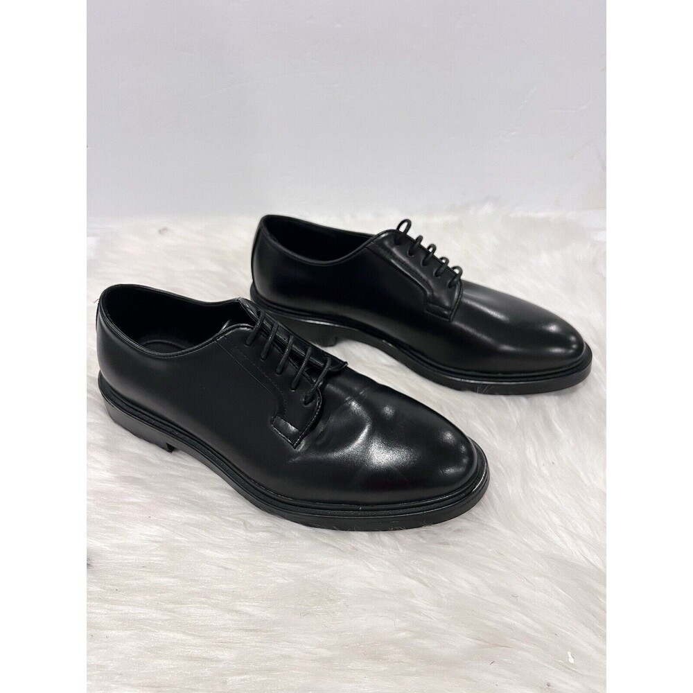 Zara Men’s Black Leather Lace Up Derby Dress Shoes Size EUR 41 US 8